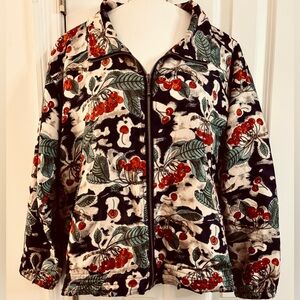 EVR Bomber Jacket Cherry Silk Vintage 80s Rare zipper pockets lined Retro Casual